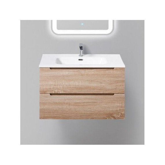 Тумба подвесная с раковиной BelBagno 80 см ETNA-800-2C-SO-WO-P (раковина LOV-800-LVB) Rovere Bianco, Цвет фасада: Rovere Bianco - фото 