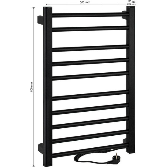 Полотенцесушитель электрический Brimix П10 500x800 мм 08030B, чёрный - фото 5