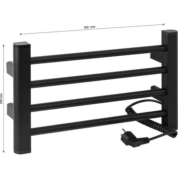 Полотенцесушитель электрический Brimix П4 500x300 мм 08120B, чёрный - фото 5