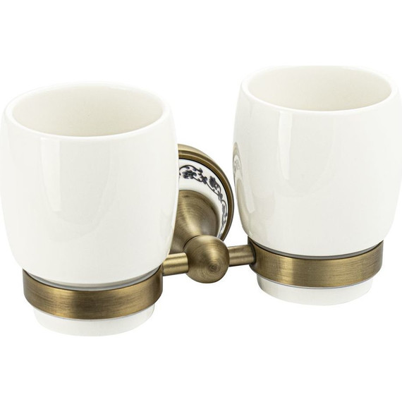 Двойной стакан для зубных щеток Brimix 94160, цвет бронза - фото 