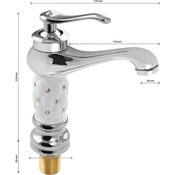 Смеситель для раковины Brimix 115, хром/белый - фото 7