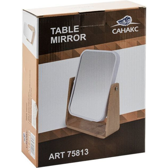 Зеркало косметическое настольное Санакс 75813, цвет белый/дерево - фото 3