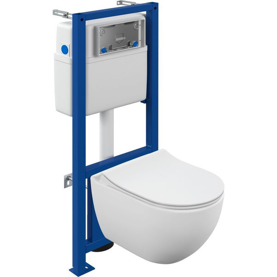 Инсталляция с подвесным унитазом комплект: Cersanit Brasco Smart CO DPL EO Slim LP + Link Pro A64916 с подвесным унитазом, сиденье дюропласт - фото 