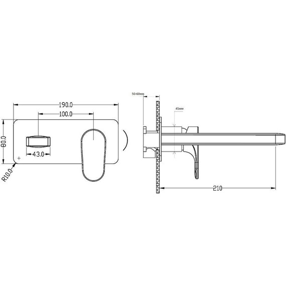 Смеситель для раковины настенный Boheme Spectre 455-B (со скрытой частью) чёрный матовый, Цвет производителя: чёрный матовый - фото 2