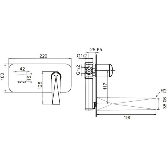 Смеситель для раковины настенный Boheme Venturo 385-W (со скрытой частью) white gold, Цвет производителя: white gold - фото 2