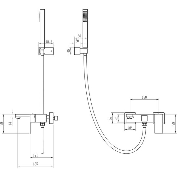 Смеситель для ванны Boheme Qubic 473-G, gold, Цвет производителя: gold - фото 2