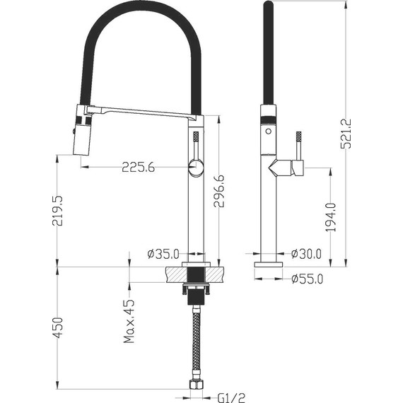 Смеситель для кухни Boheme Uno 114-MG, чёрный/золото, Цвет производителя: чёрный, золото матовое - фото 3