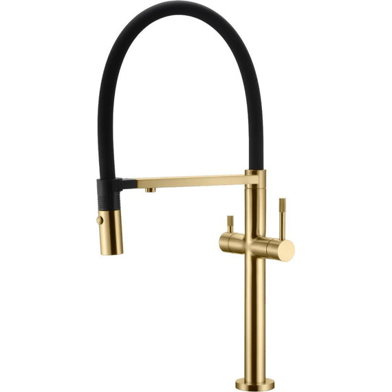 Смеситель для кухни Boheme Uno 115-MG, чёрный/золото, Цвет производителя: чёрный, золото матовое - фото 