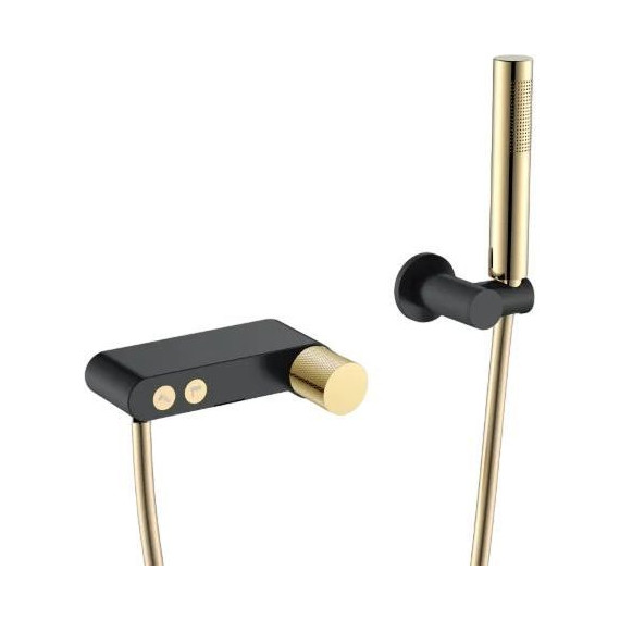 Смеситель для ванны Boheme Stick 123-BG.2, чёрный/золото, Цвет производителя: чёрный, золото - фото 
