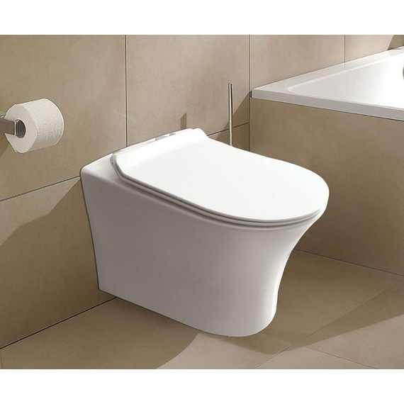 Унитаз подвесной безободковый Azario Fretta Round с тонкой крышкой микролифт - фото 