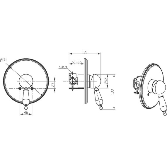 Смеситель для душа Boheme Imperiale Presente 325 (со скрытой частью) золото - фото 2