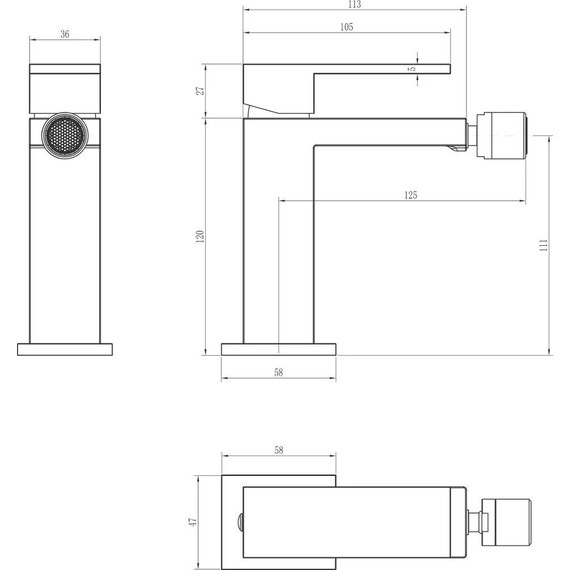 Смеситель для биде Boheme Qubic 476-NB, nickel brush, Цвет производителя: nickel brush - фото 2