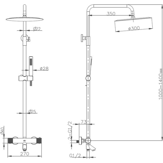 Душевая стойка с термостатом Boheme Uno 468-T-SGM, shine gun metal, Цвет производителя: shine gun metal - фото 2