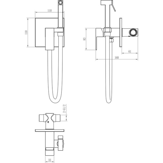 Набор для гигиенического душа Boheme Qubic 477-BR, бронза, Цвет производителя: бронза - фото 2