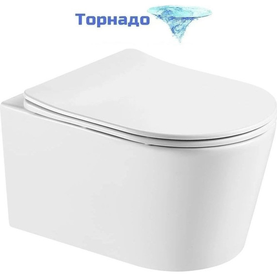 Инсталляция с подвесным унитазом комплект: Aquatek INS-0000012 с подвесным безободковым унитазом Оберон AQ1365T-00 сиденье микролифт (Система смыва торнадо) - фото 2