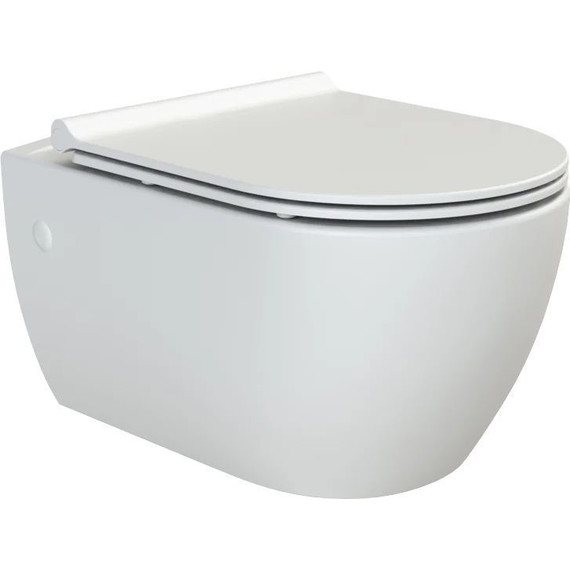 Унитаз подвесной безободковый Boheme Bianca 963-SET-MW с тонкой крышкой микролифт, белый матовый - фото 