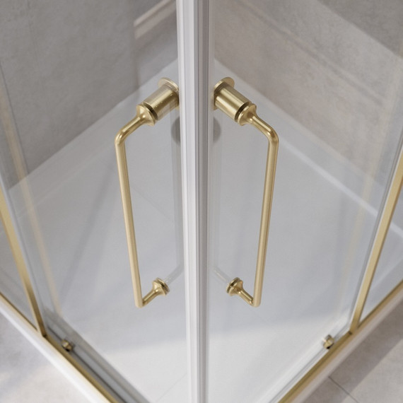 Душевое ограждение 80x80 см Cezares Relax-304-A-2-80-C-BORO, золото/прозрачное - фото 4