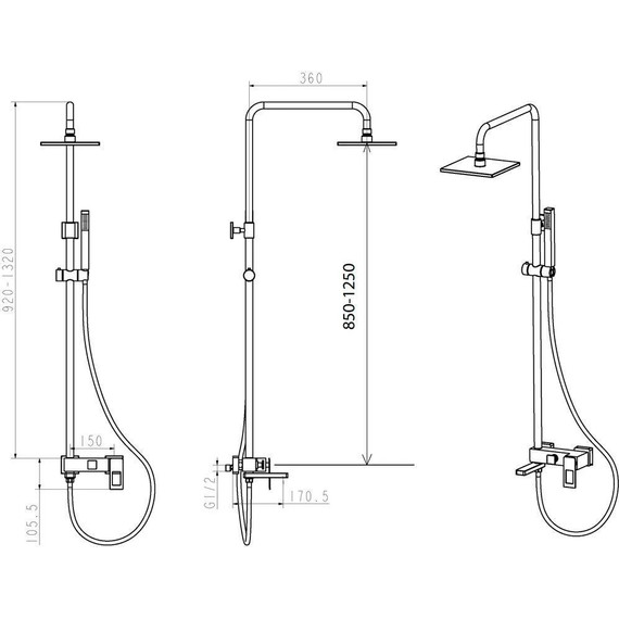 Душевая стойка Boheme Q 148-GUW, gold blue, Цвет производителя: gold blue - фото 2