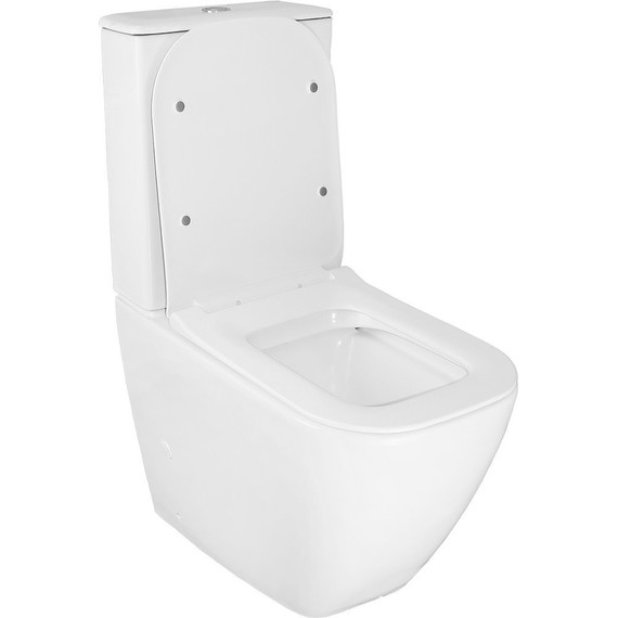 Унитаз-компакт безободковый Azario Mirada S AZ-1288A с тонкой крышкой микролифт, Цвет производителя: белый - фото 2
