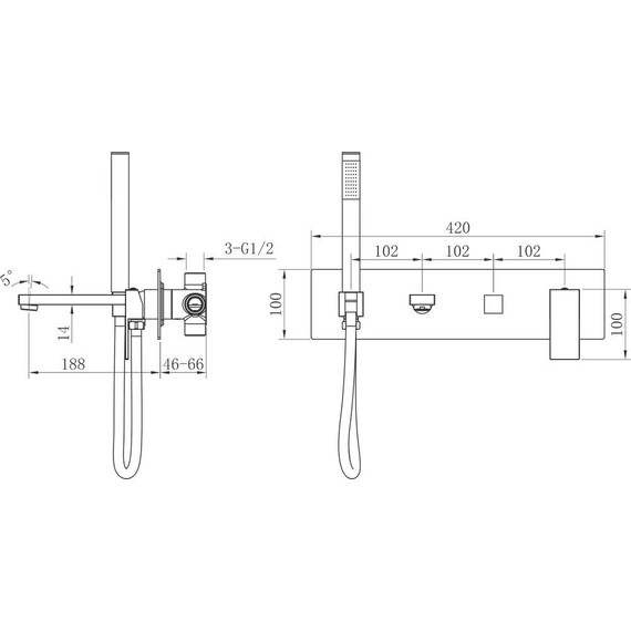 Смеситель для ванны Boheme Qubic 474-2-NB (со скрытой частью) nickel brush, Цвет производителя: nickel brush - фото 2