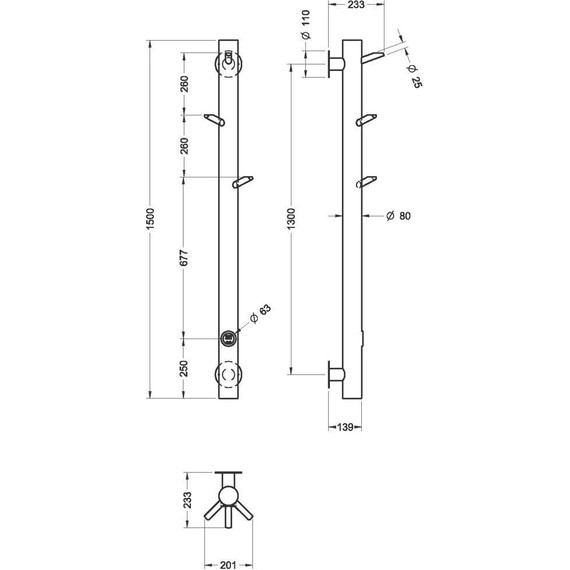 Полотенцесушитель электрический Boheme Uno П1 1300x200 мм 724-MG, matt gold, Цвет производителя: matt gold - фото 3