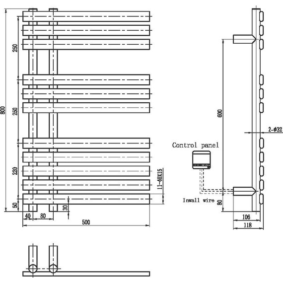 Полотенцесушитель электрический Boheme Venturo П11 80x800 мм 723-G, gold, Цвет производителя: gold - фото 2