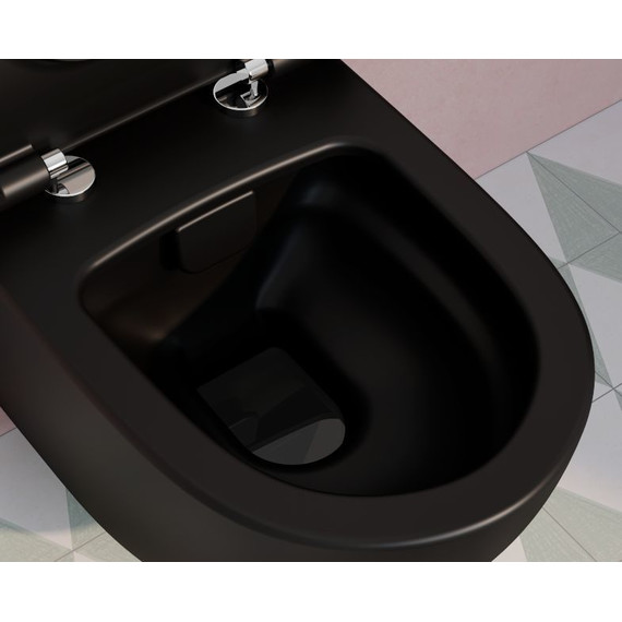 Унитаз подвесной безободковый Vitra Sento 7748B083-0101, чёрный матовый, Цвет производителя: чёрный матовый - фото 4