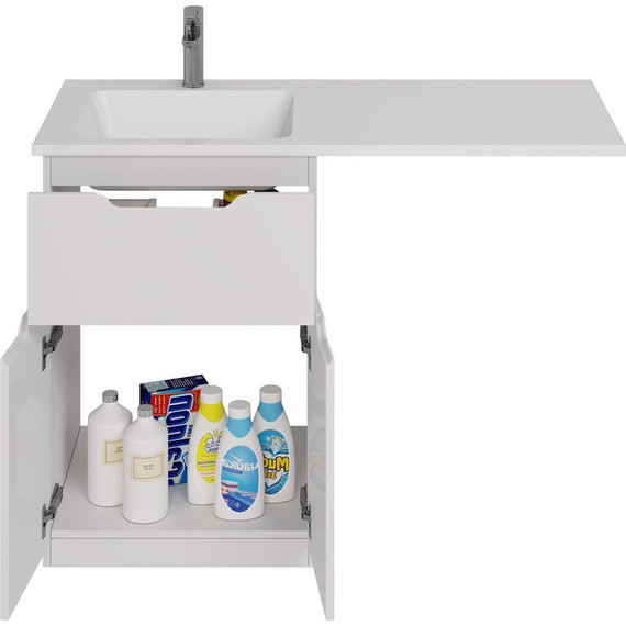 Тумба напольная с раковиной-столешницей Dreja Vega 120 см L 99.0450, белый глянцевый - фото 5