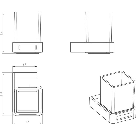 Стакан для зубных щеток Boheme Q 10944-CR-B, black chrome, Цвет производителя: black chrome - фото 2