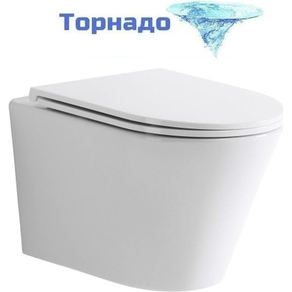 Унитаз подвесной безободковый Tece Spring 9700997 с тонкой крышкой микролифт (система смыва торнадо) - фото 