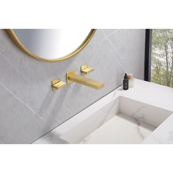 Смеситель для раковины настенный Abber Daheim AF82122G (со скрытой частью) золото матовое, Цвет производителя: золото матовое - фото 2