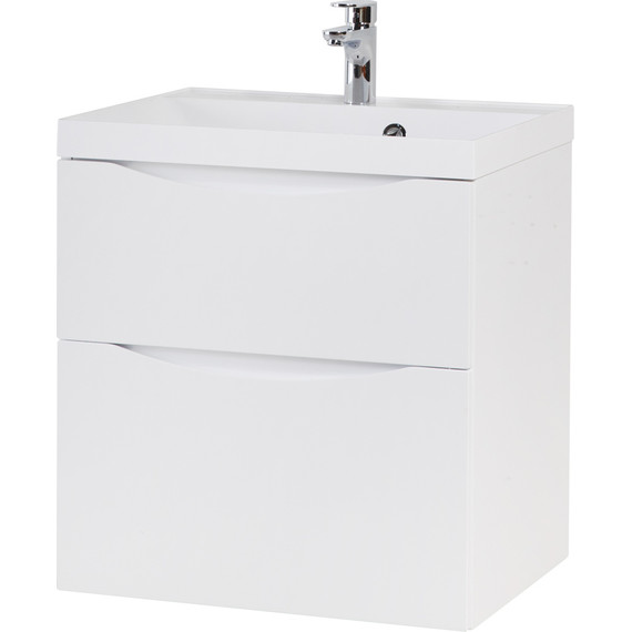 Тумба подвесная с раковиной BelBagno MARINO-H60-700-2C-SO-BL-P 70 см, Bianco Lucido - фото 2