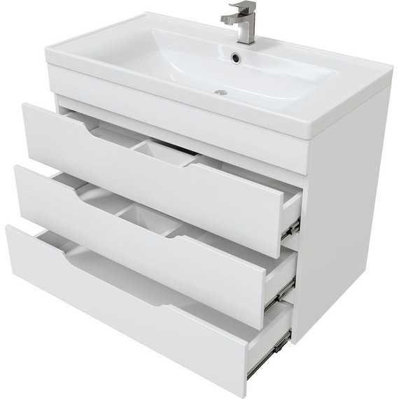 Тумба напольная с раковиной Mirsant Soho Quadro 100 см, белый - фото 4