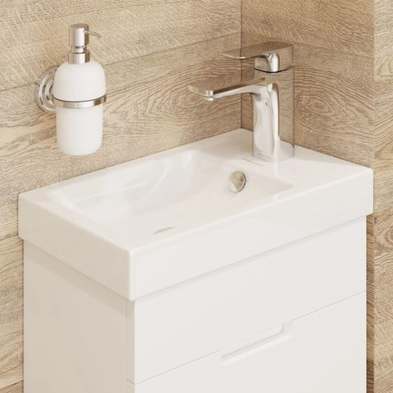 Тумба напольная с раковиной Mirsant Soho quadro 40 см (раковина Fest-40), белый - фото 5