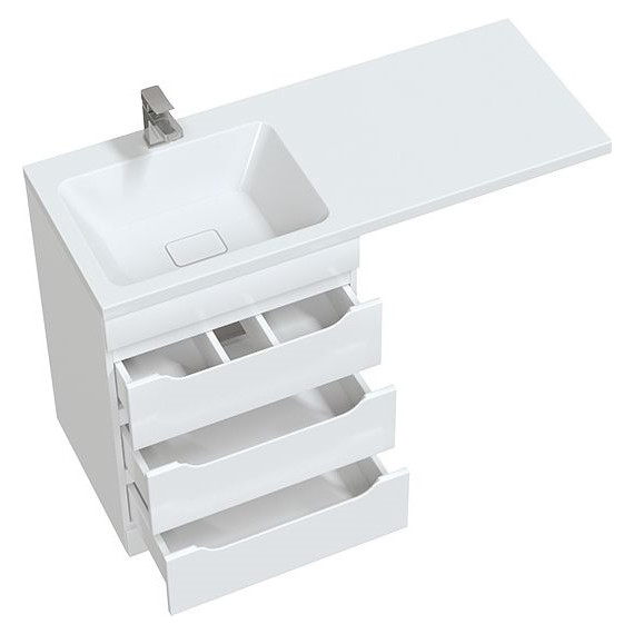 Тумба напольная с раковиной Mirsant Soho quadro 120 см L (раковина Fly2), белый - фото 2