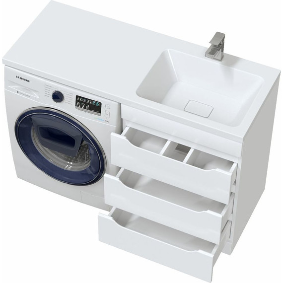 Тумба напольная с раковиной Mirsant Soho quadro 120 см R (раковина Fly2), белый - фото 3