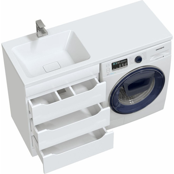 Тумба напольная с раковиной Mirsant Soho quadro 120 см L (раковина Fly2), белый - фото 3