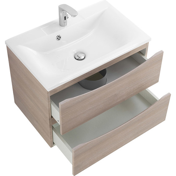 Тумба подвесная с раковиной BelBagno MARINO-650-2C-SO-RG-P 65 см, Rovere Grigio - фото 3