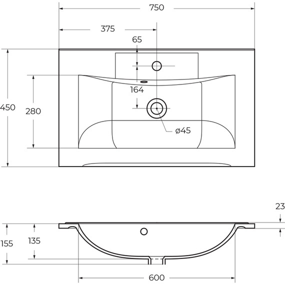 Тумба подвесная с раковиной BelBagno MARINO-750-2C-SO-RN-P 75 см, Rovere Nature - фото 12
