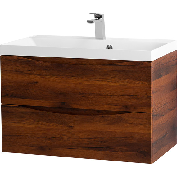 Тумба подвесная с раковиной BelBagno MARINO-800-2C-SO-RC-P 80 см, Rovere Ciliegio - фото 2