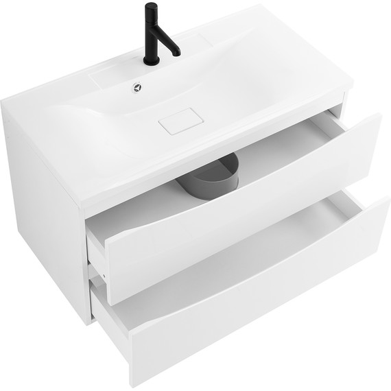 Тумба подвесная с раковиной BelBagno MARINO-1000-2C-SO-BL-P 100 см, Bianco Lucido - фото 5