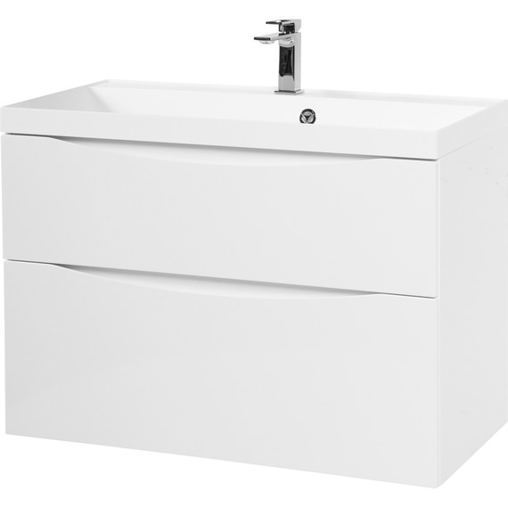 Тумба подвесная с раковиной BelBagno MARINO-H60-800-2C-SO-BL-P 80 см, Bianco Lucido - фото 