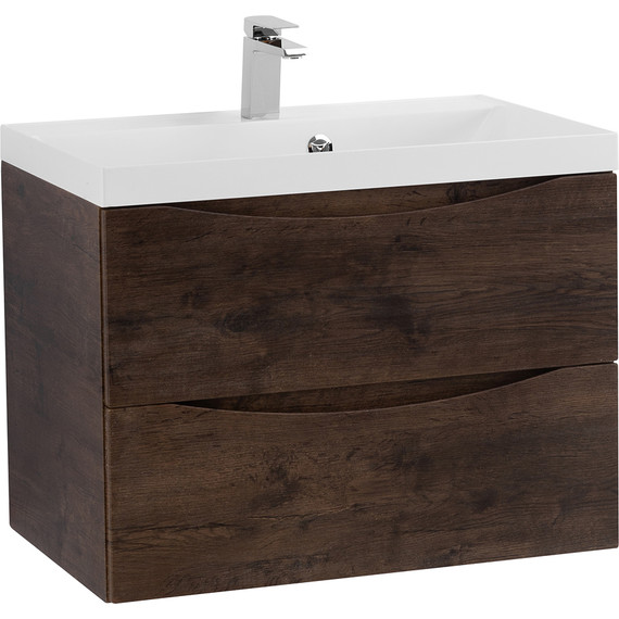 Тумба подвесная с раковиной BelBagno MARINO-700-2C-SO-RW-P 70 см, Rovere Moro - фото 2