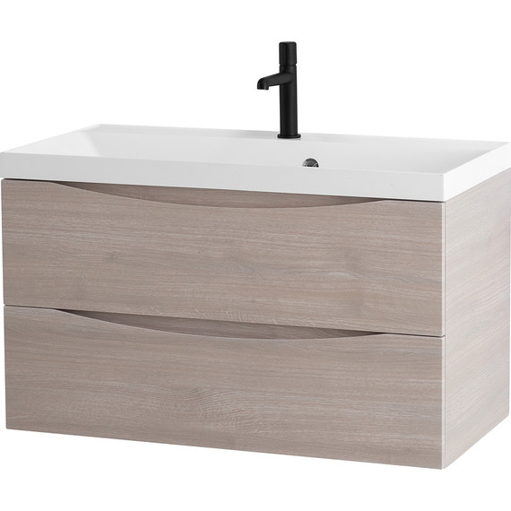 Тумба подвесная с раковиной BelBagno MARINO-900-2C-SO-RG-P 90 см, Rovere Grigio - фото 2