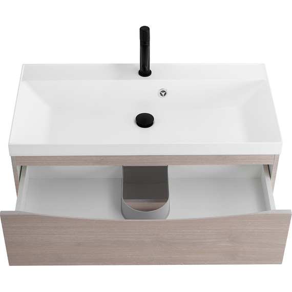 Тумба подвесная с раковиной BelBagno MARINO-800-2C-SO-RG-P 80 см, Rovere Grigio - фото 7