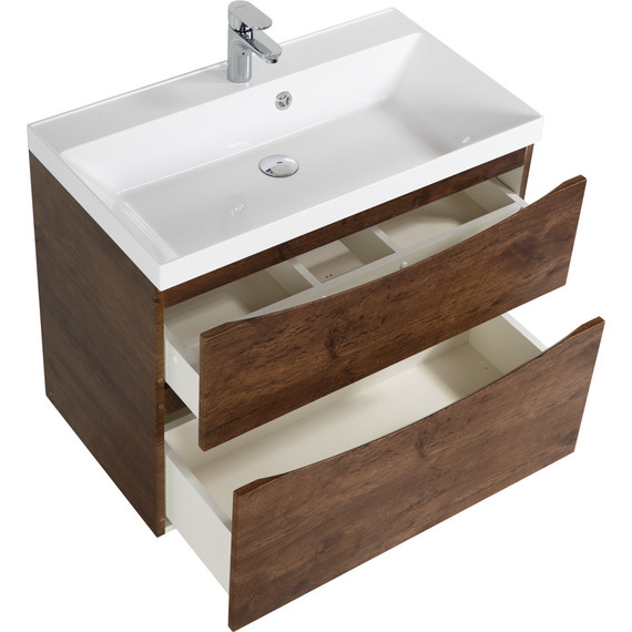 Тумба подвесная с раковиной BelBagno MARINO-H60-800-2C-SO-RW-P 80 см, Rovere Moro - фото 5