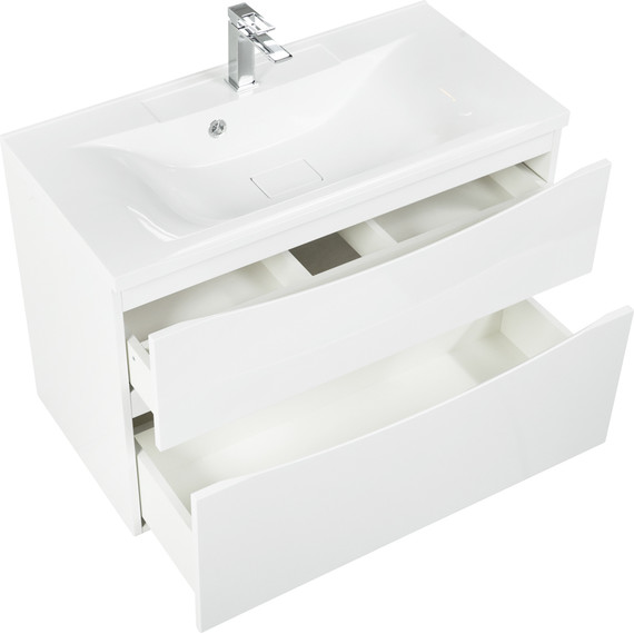 Тумба подвесная с раковиной BelBagno MARINO-H60-800-2C-SO-BL-P 80 см, Bianco Lucido (раковина BB800/450-LV-MR-PR) - фото 3