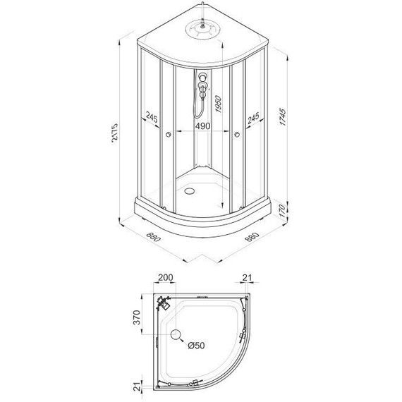 Душевая кабина Triton Экстра А 88x88 см, белый/прозрачное - фото 14
