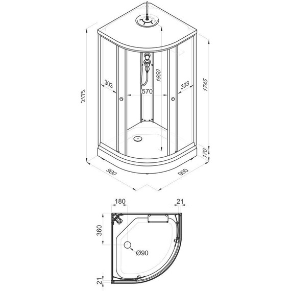 Душевая кабина Triton Вельвет А 90x90 см, белый/матовое - фото 12
