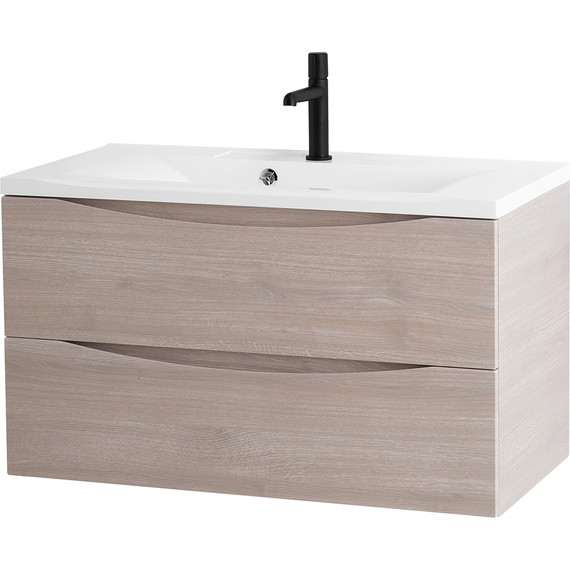 Тумба подвесная с раковиной BelBagno MARINO-900-2C-SO-RG-P 90 см, Rovere Grigio (раковина BB900/450-LV-MR-PR) - фото 